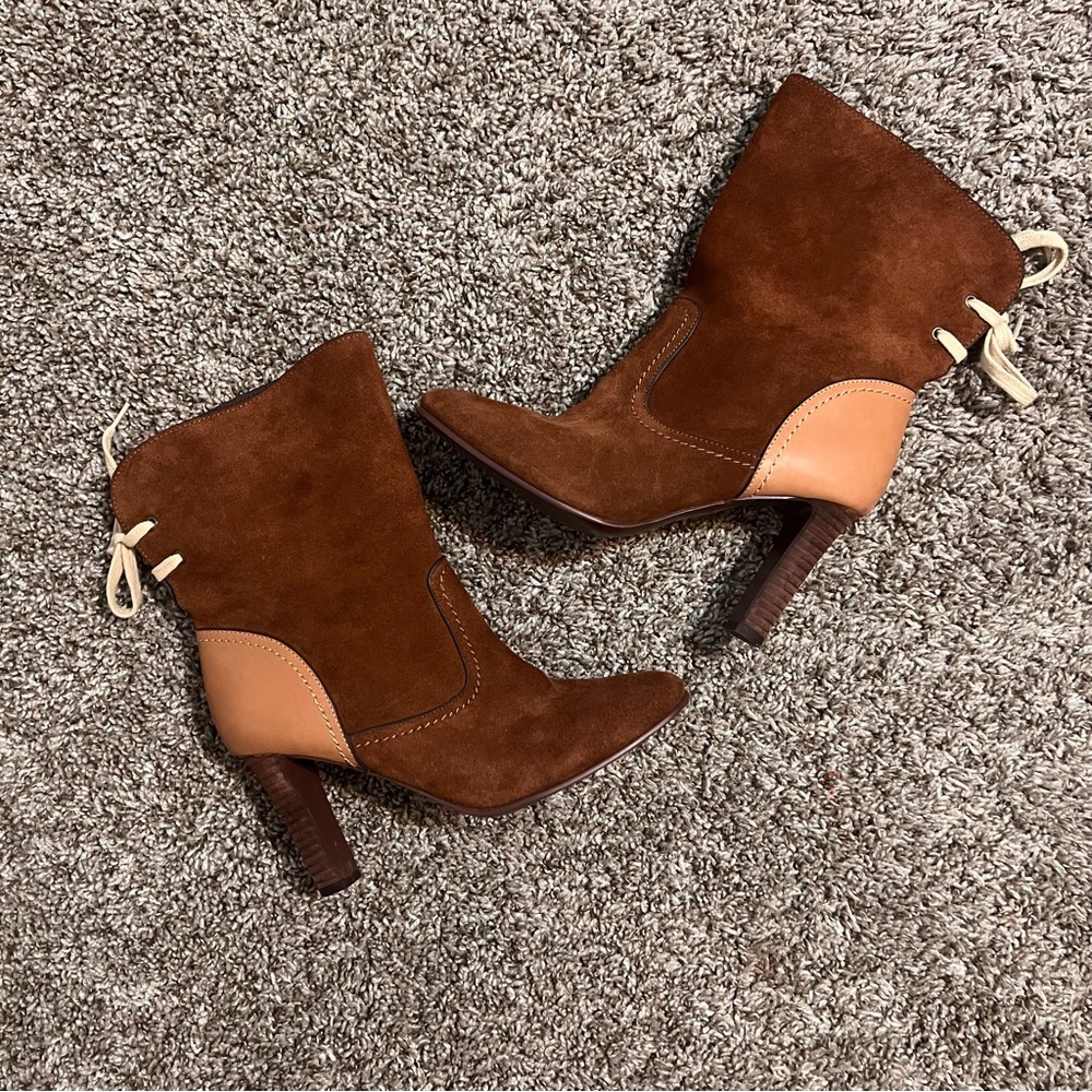 See by Chloe Elegant Brown Suede Ankle Boots size 37 1/2 - Picture 2 of 14